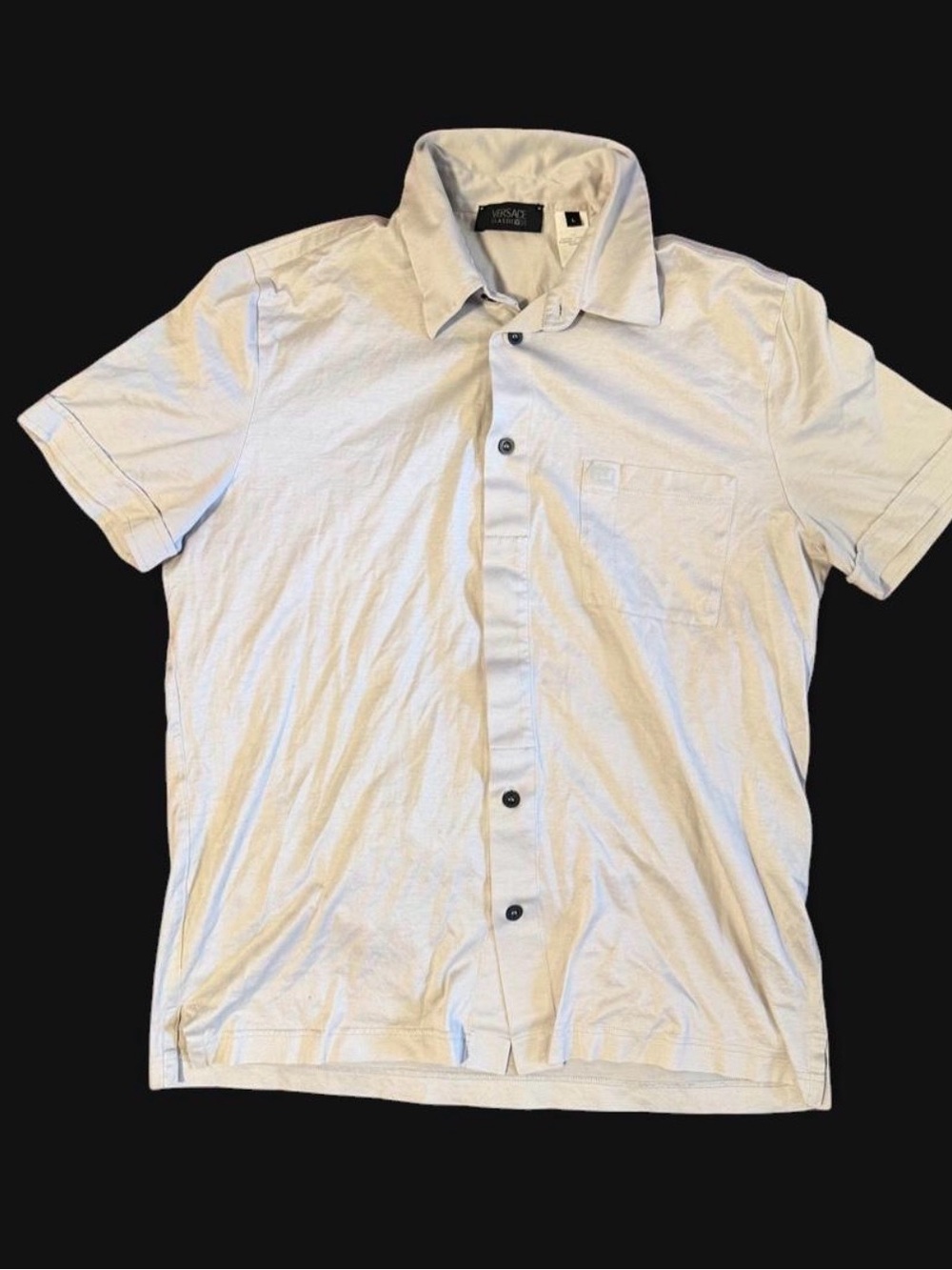 Versace Men's Short-Sleeve Button-Down Shirt in White